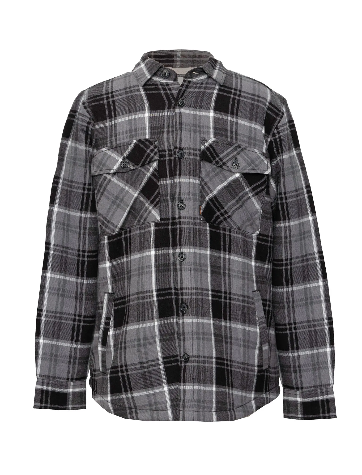 Kotka Borg Lined Cotton Flannel Checked Overshirt Jacket in Charcoal Check - Tokyo Laundry sold by Tokyo Laundry