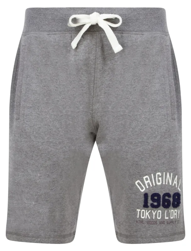 OG Tokyo Motif Brushback Fleece Jogger Shorts in Mid Grey Marl - Tokyo Laundry sold by Tokyo Laundry