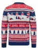 Men's Cable Car Jacquard Nordic Fair Isle Christmas Jumper in Sapphire Blue - Merry Christmas sold by Tokyo Laundry