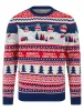 Men's Cable Car Jacquard Nordic Fair Isle Christmas Jumper in Sapphire Blue - Merry Christmas sold by Tokyo Laundry