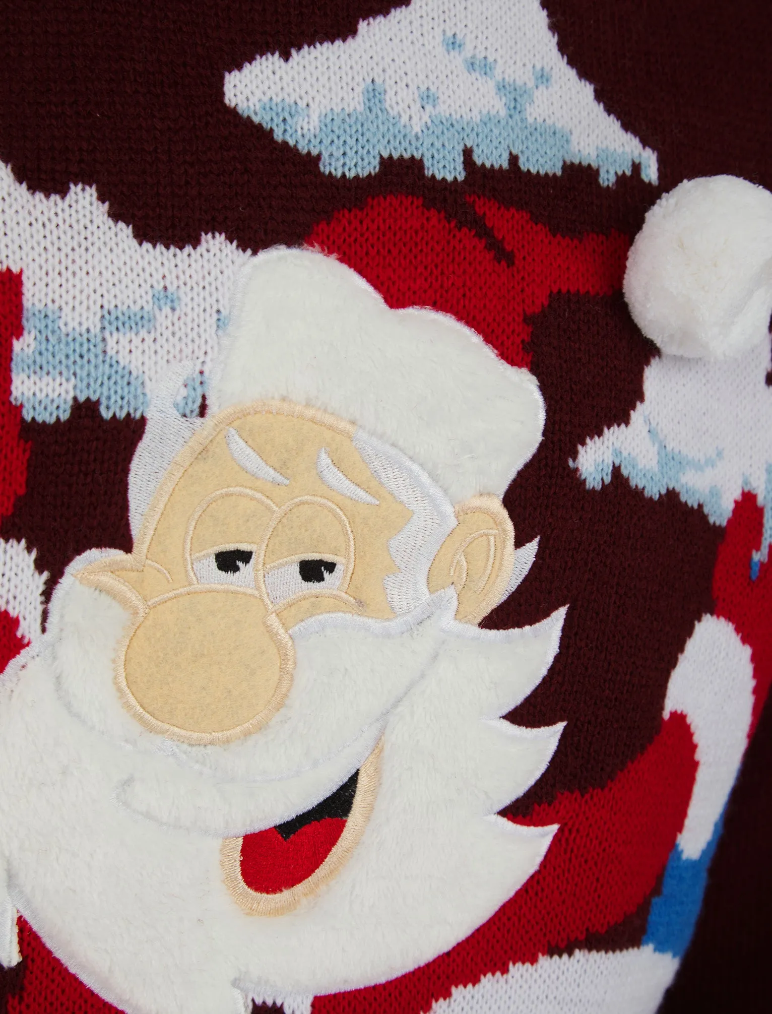 Men's Christmas Santa Motif Novelty Knitted Christmas Jumper in Claret - Merry Christmas sold by Tokyo Laundry product image thumbnail 3