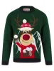 Men's Christmas Mountain Motif Novelty Christmas Jumper in Christmas Green / Ink Twist - Merry Christmas sold by Tokyo Laundry