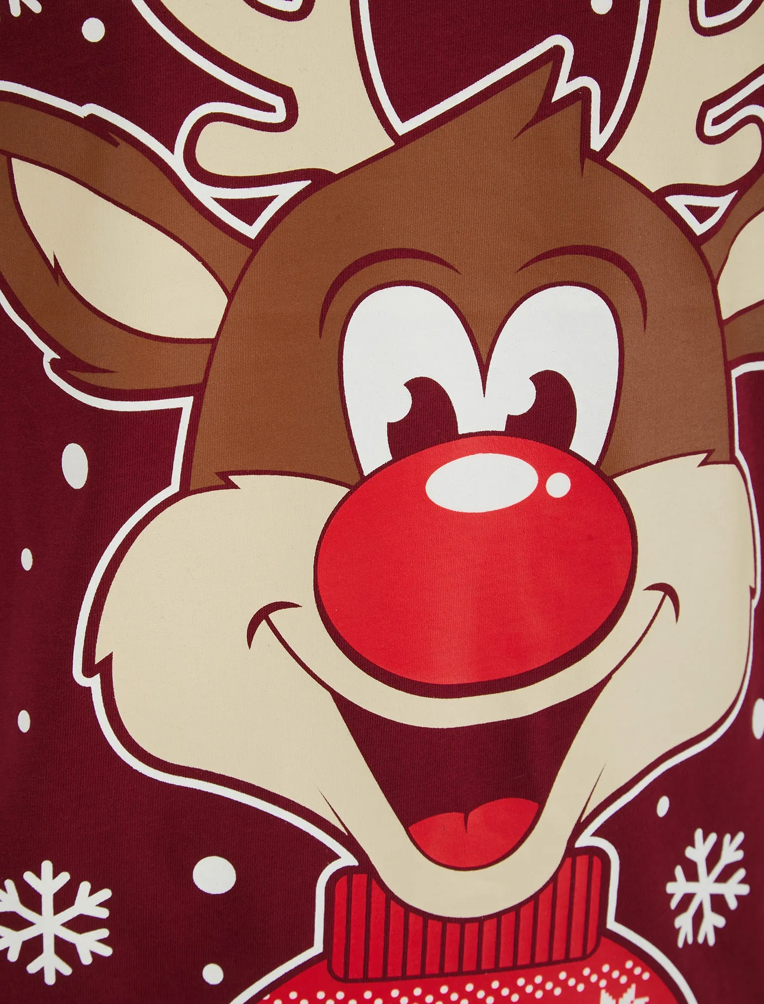 Men's Snowflake Reindeer Motif Novelty Cotton Christmas T-Shirt in Cabernet - Merry Christmas sold by Tokyo Laundry product image thumbnail 3