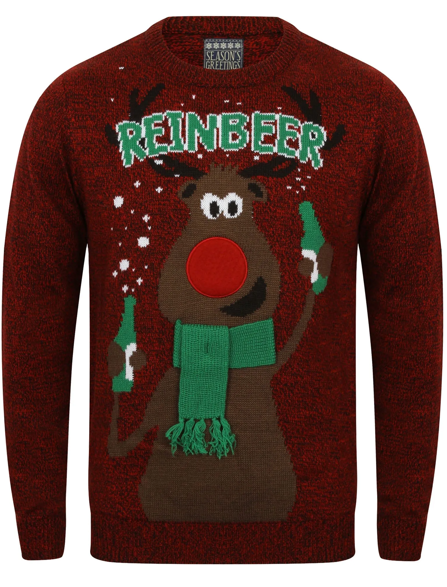 New Reinbeer Novelty Christmas Jumper in Christmas Red / Black Pre Twist - Season’s Greetings sold by Tokyo Laundry product image thumbnail 4