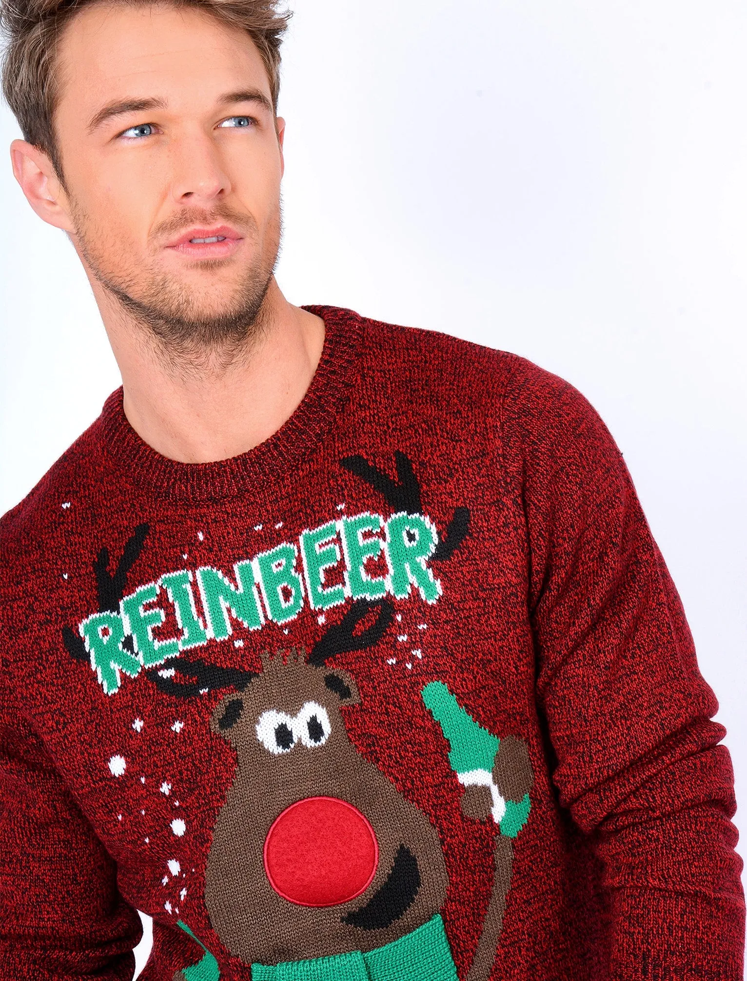 New Reinbeer Novelty Christmas Jumper in Christmas Red / Black Pre Twist - Season’s Greetings sold by Tokyo Laundry product image thumbnail 3