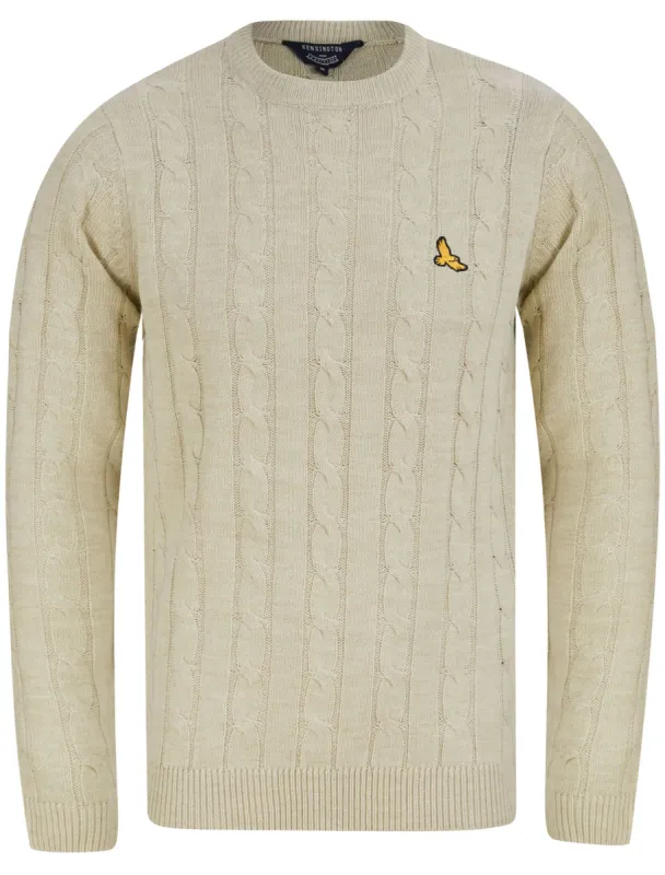 Clyde Cable Knit Crew Neck Jumper in Oatgrey Marl - Kensington Eastside made by Tokyo Laundry