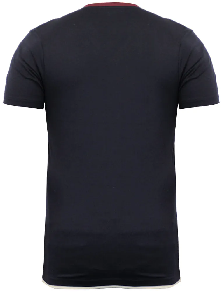Smith V Neck Mock Insert Cotton T-Shirt in Navy sold by Tokyo Laundry product image thumbnail 2