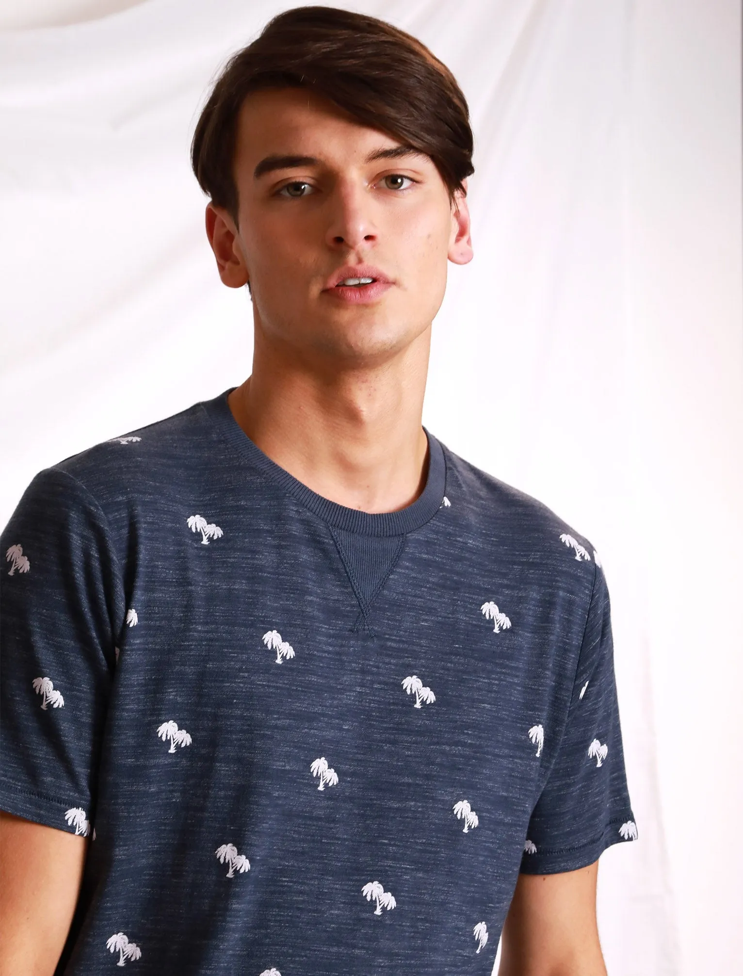 Maui Palm Print Cotton Jersey T-Shirt In Iris Navy - Tokyo Laundry sold by Tokyo Laundry product image thumbnail 5