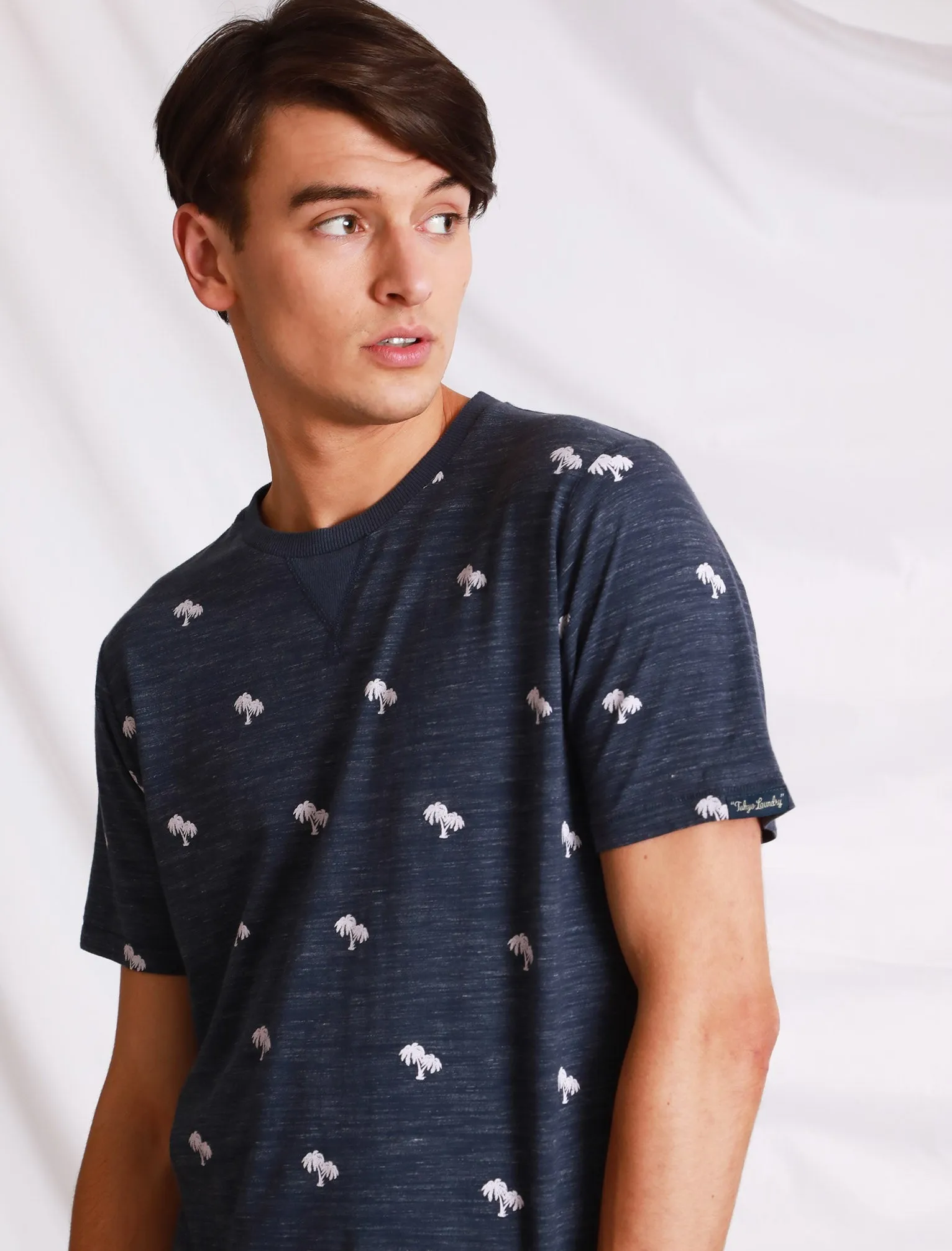 Maui Palm Print Cotton Jersey T-Shirt In Iris Navy - Tokyo Laundry sold by Tokyo Laundry product image thumbnail 4