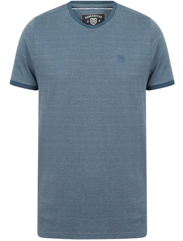 Murphy Jacquard Cotton Jersey T-Shirt In Ensign Blue - Kensington Eastside sold by Tokyo Laundry
