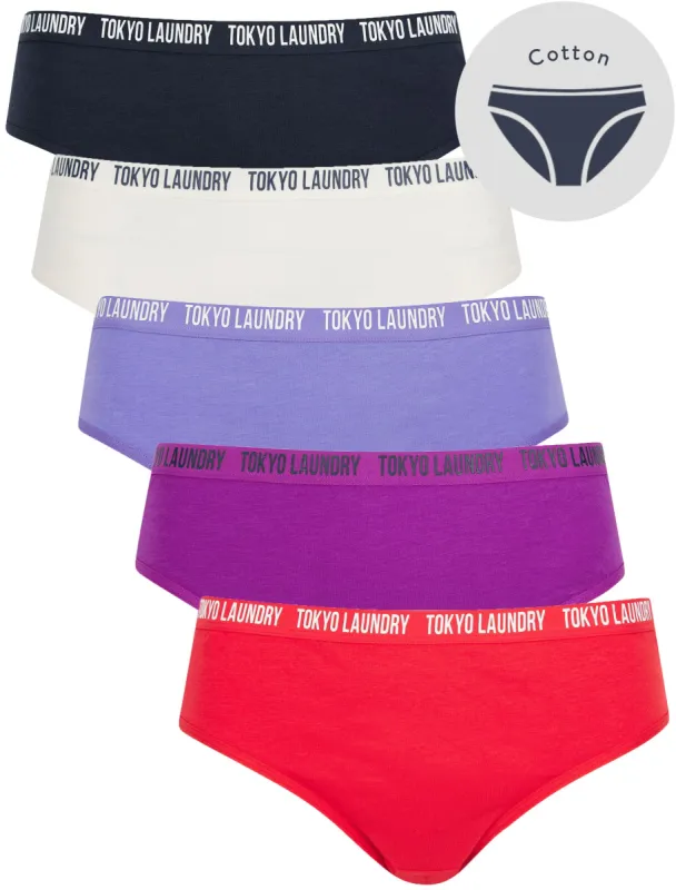 Melissa (5 Pack) Cotton Assorted Briefs in Mars Red / Purple Wine / Dahlia Purple / Jet Stream White / Navy Blazer - Tokyo Laundry sold by Tokyo Laundry
