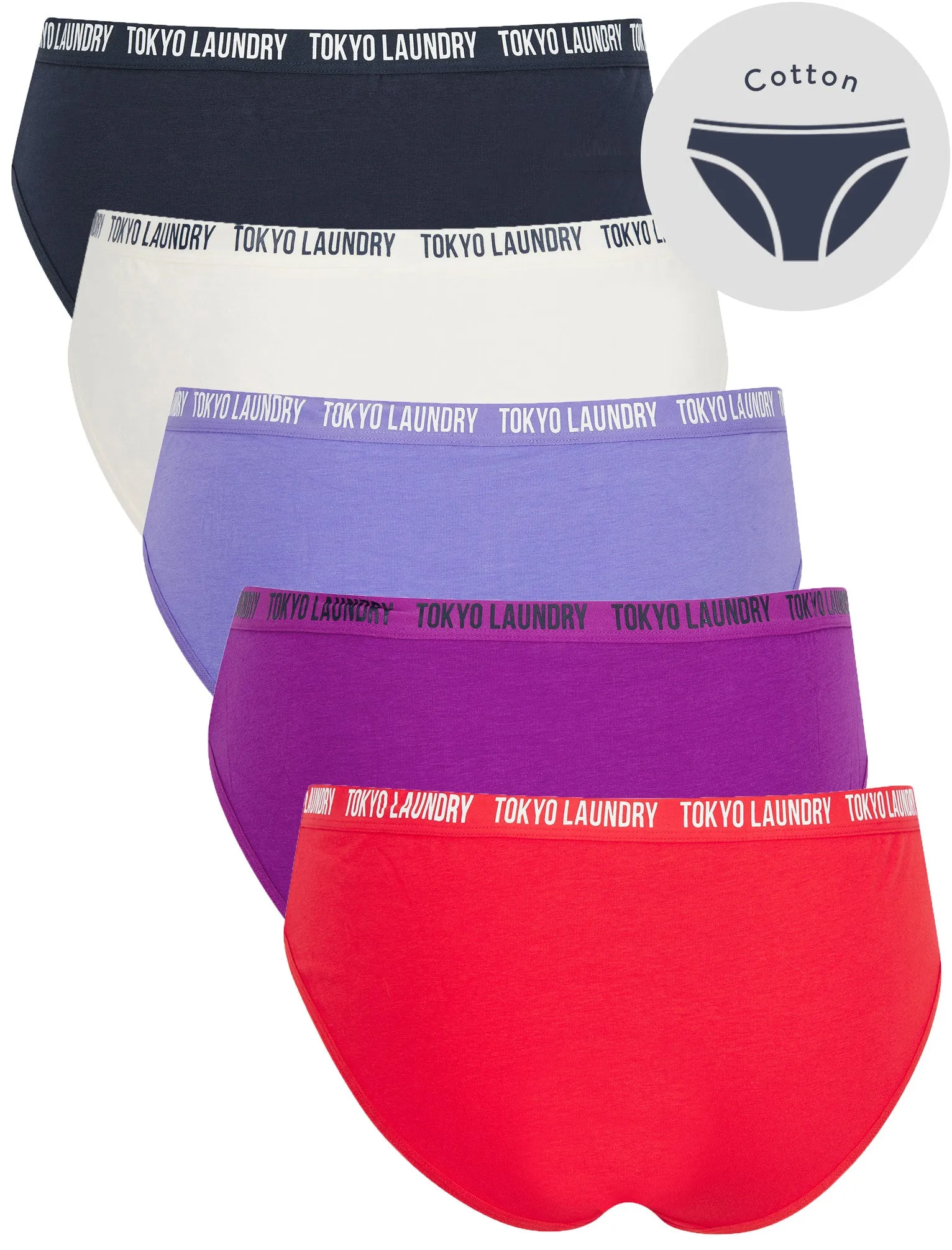 Melissa (5 Pack) Cotton Assorted Briefs in Mars Red / Purple Wine / Dahlia Purple / Jet Stream White / Navy Blazer - Tokyo Laundry sold by Tokyo Laundry product image thumbnail 2