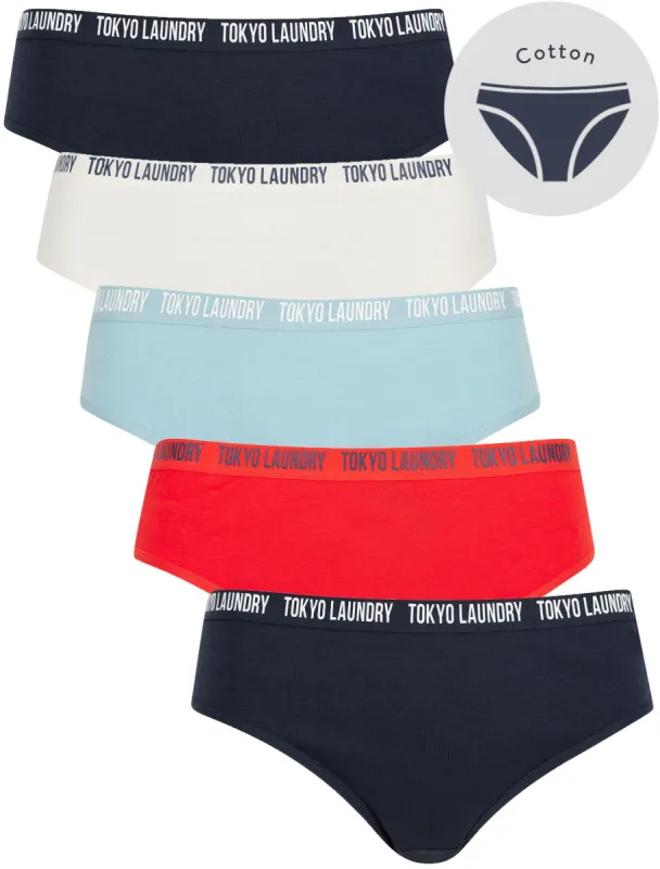 Zara (5 Pack) Cotton Assorted Briefs in Navy Blazer / Fiery Red / Forget-Me-Not Blue / Jet Stream White - Tokyo Laundry sold by Tokyo Laundry