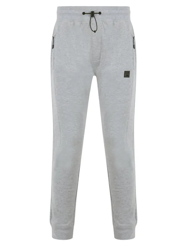 Tilt Brushback Fleece Cuffed Zip Pocket Joggers in Light Grey Marl - Tokyo Laundry sold by Tokyo Laundry