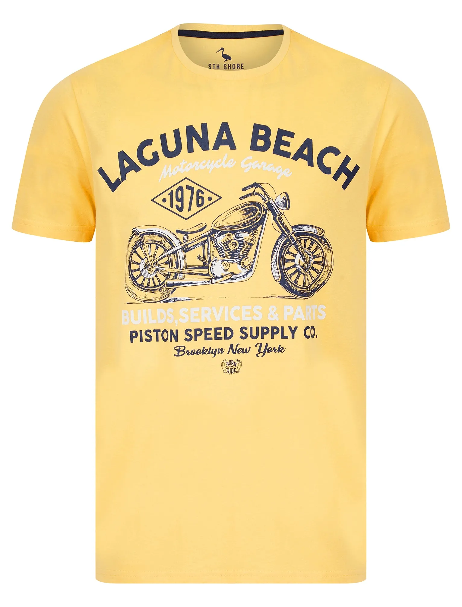 Mayfielding Motif Cotton Jersey T-Shirt in Golden Cream - South Shore sold by Tokyo Laundry
