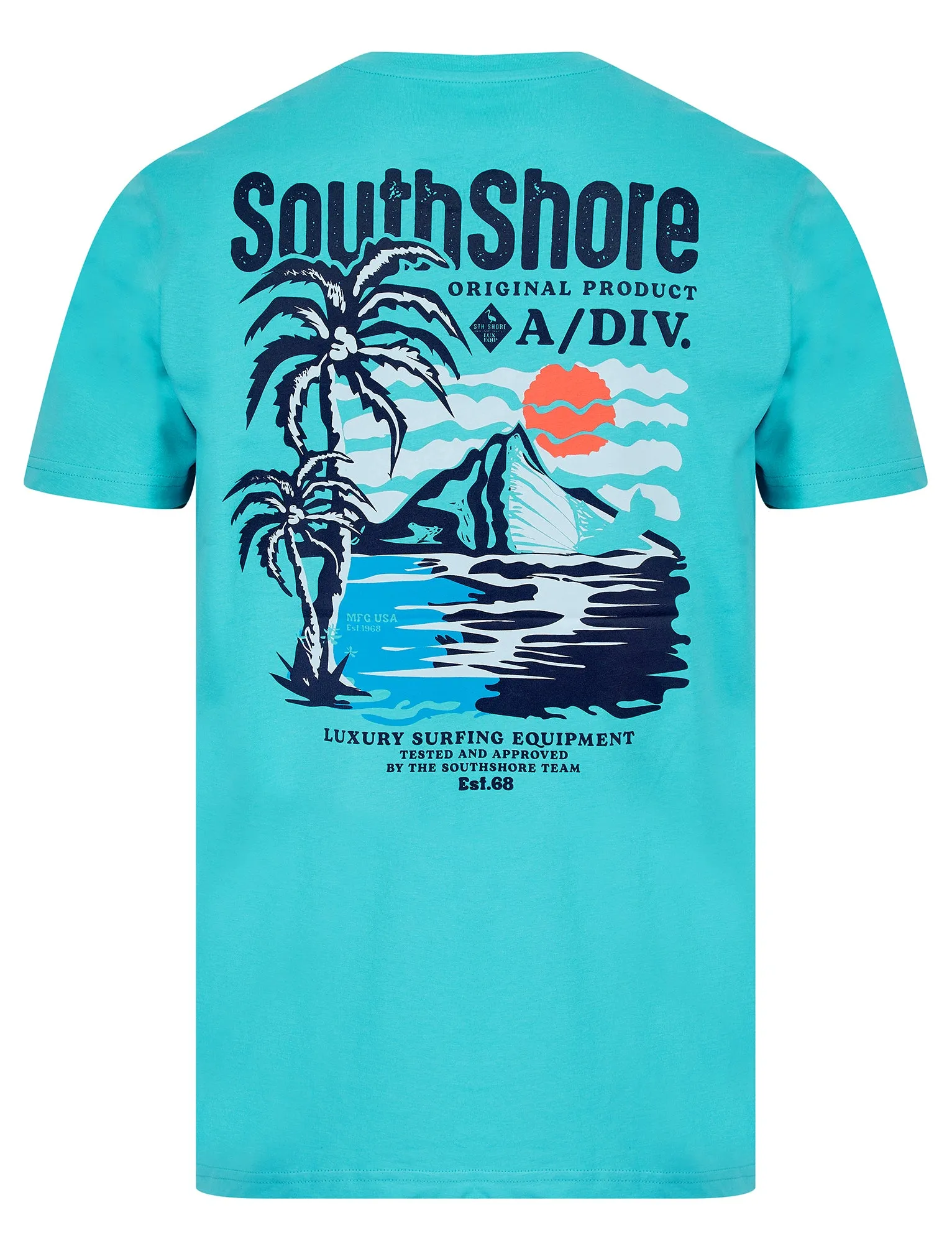 Bramley Reverse Print Motif Cotton Jersey T-Shirt in Blue Curacao - South Shore sold by Tokyo Laundry product image thumbnail 3