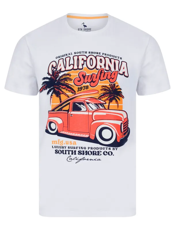 Derbyshire Motif Cotton Jersey T-Shirt in Bright White - South Shore sold by Tokyo Laundry