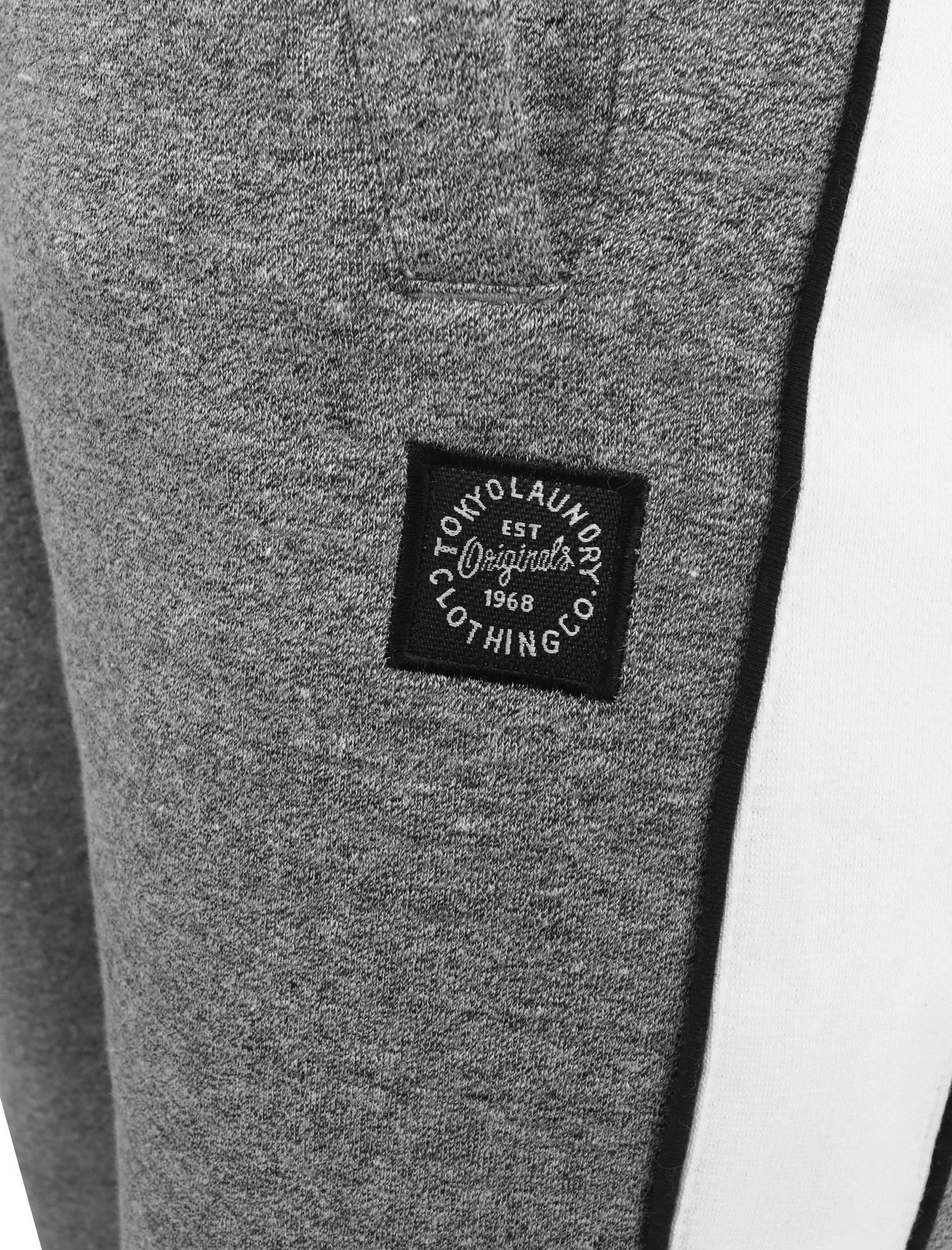 Greenwood Cuffed Joggers with Side Tape Detail In Light Grey Marl - Tokyo Laundry sold by Tokyo Laundry product image thumbnail 4