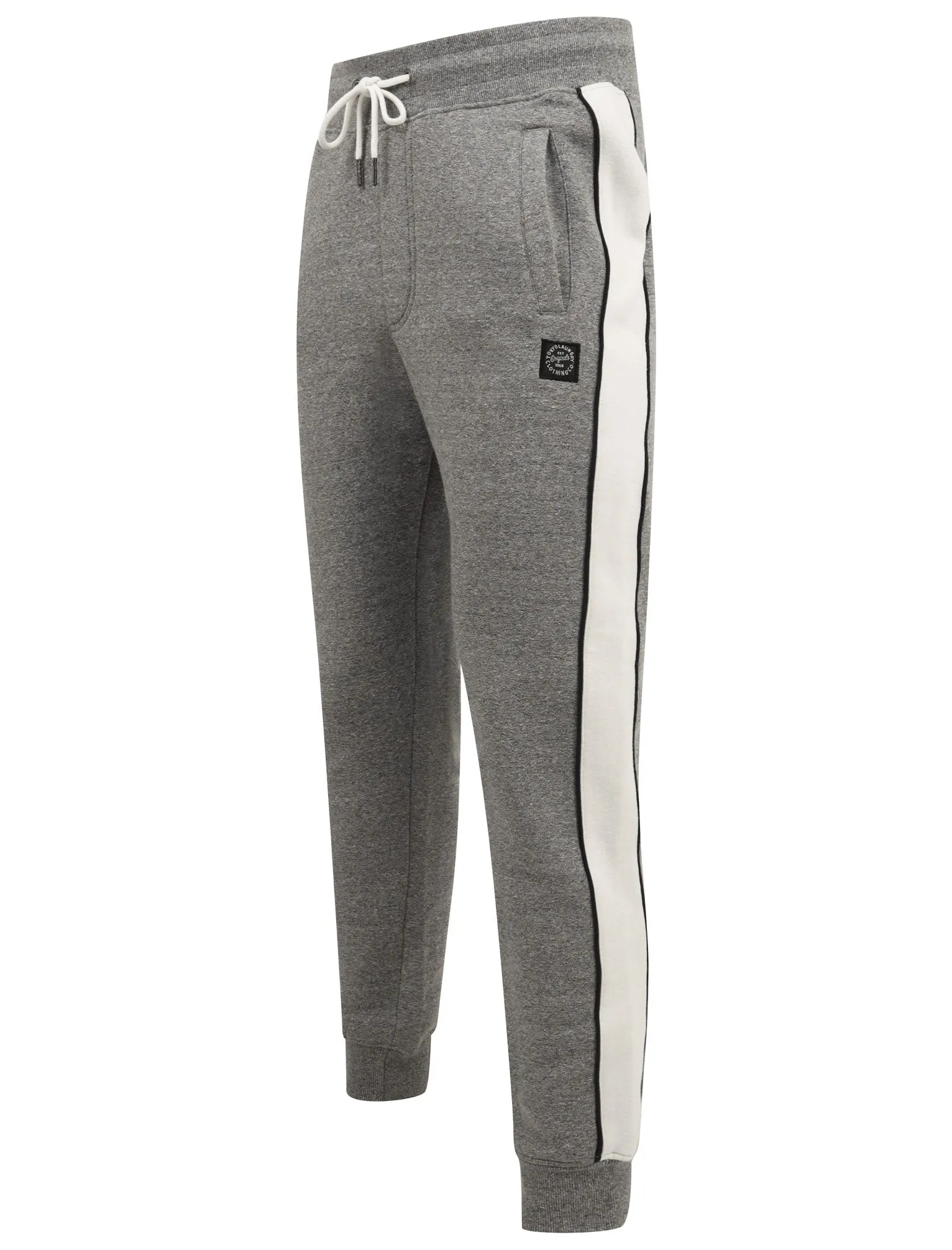 Greenwood Cuffed Joggers with Side Tape Detail In Light Grey Marl - Tokyo Laundry sold by Tokyo Laundry