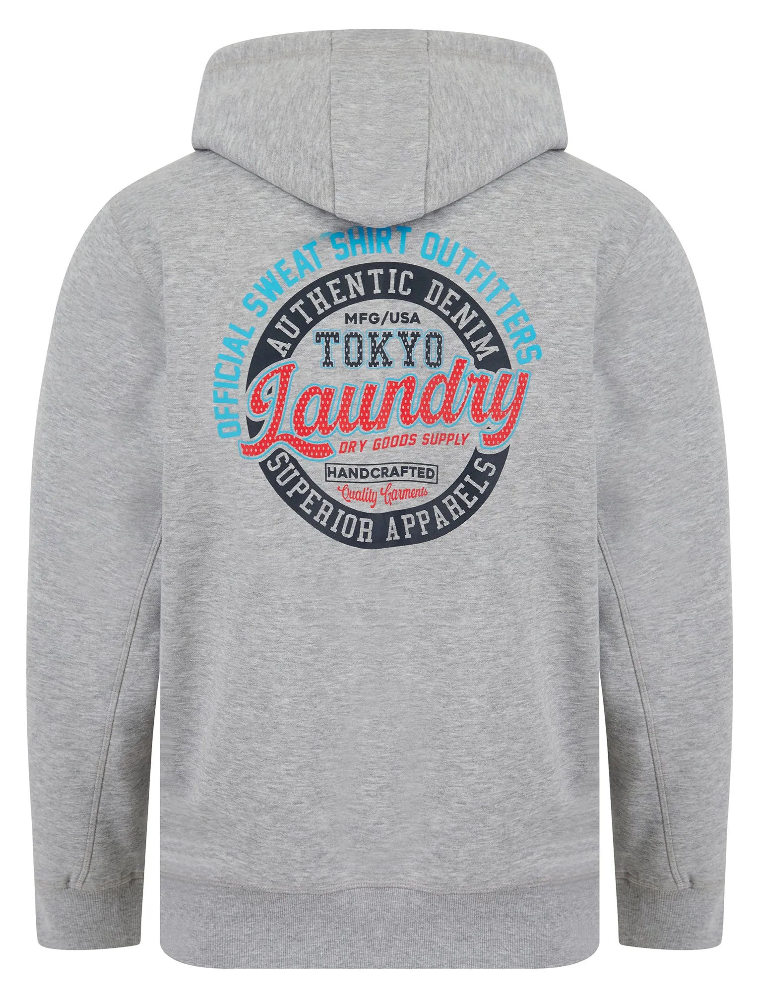 Baxter Reverse Print Brushback Fleece Zip Through Hoodie in Light Grey Marl - Tokyo Laundry sold by Tokyo Laundry product image thumbnail 3