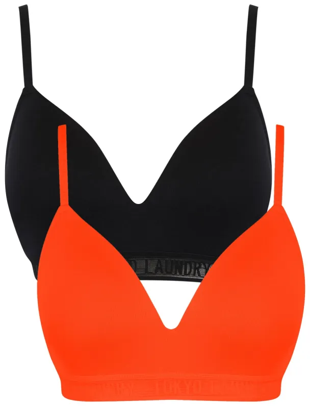 Misha Non-Wired Full Cup Soft Padded (2 Pack) Sports Style Bra in Jet Black / Fiery Red - Tokyo Laundry sold by Tokyo Laundry