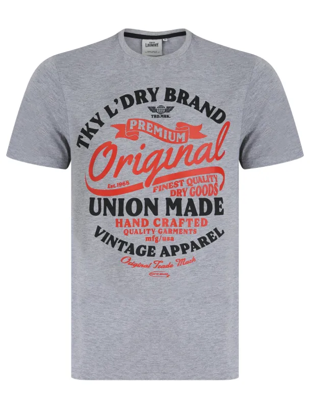 Montrose Motif Cotton Jersey Crew Neck T-Shirt in Light Grey Marl - Tokyo Laundry sold by Tokyo Laundry