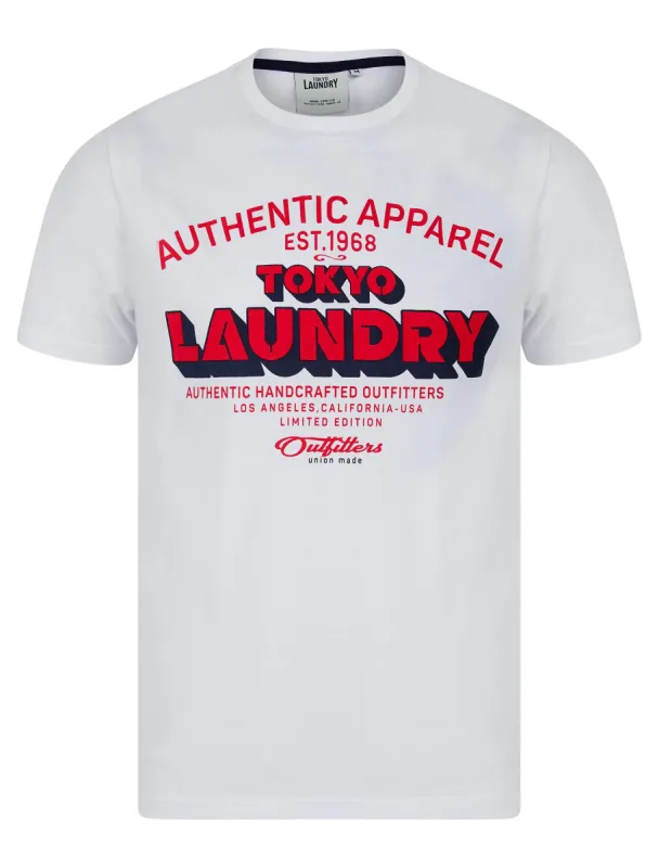Cyprus Motif Cotton Jersey Crew Neck T-Shirt in Bright White - Tokyo Laundry sold by Tokyo Laundry