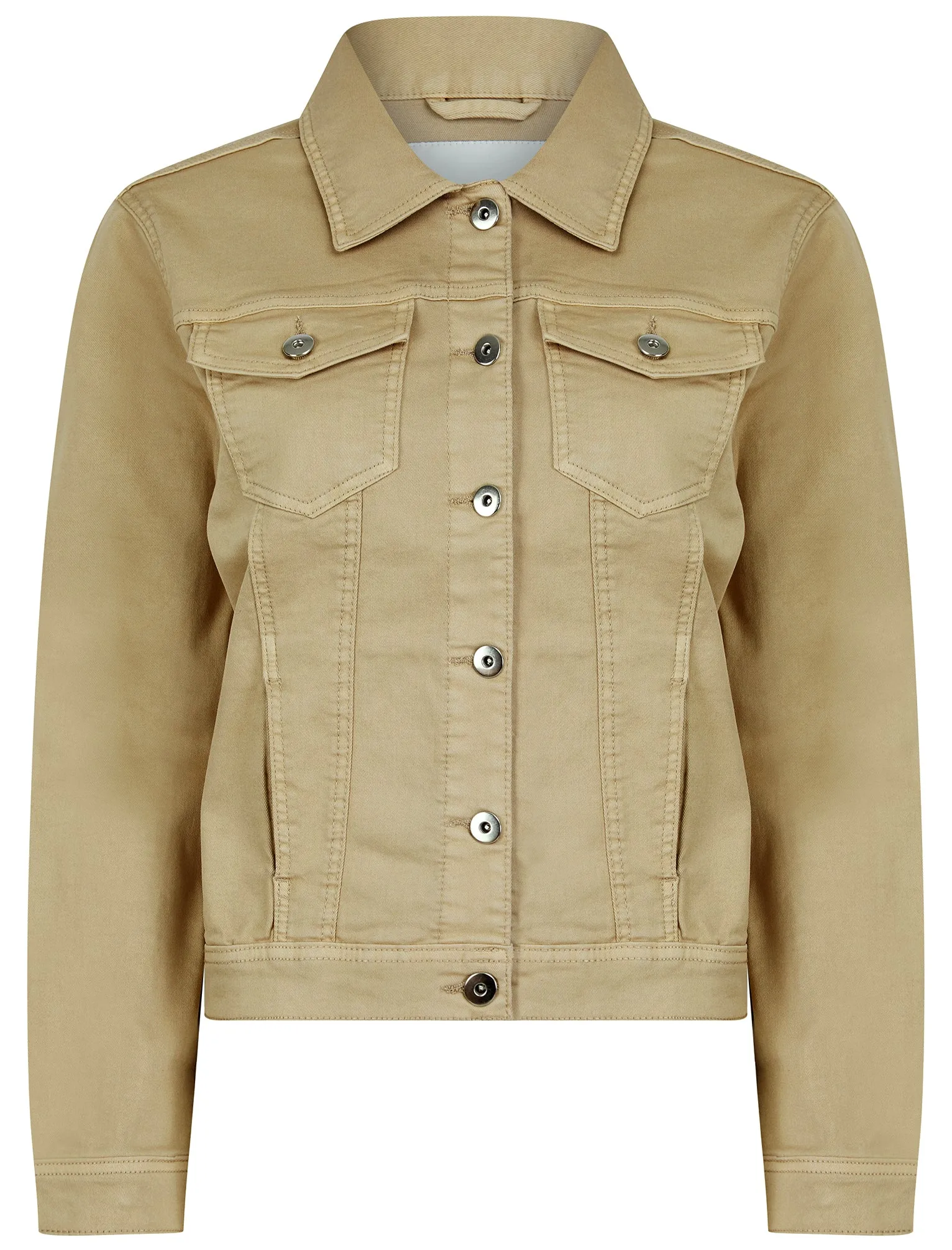 Feather Women's Stretch Cotton Denim Jacket in Taupe - Amara Reya sold by Tokyo Laundry