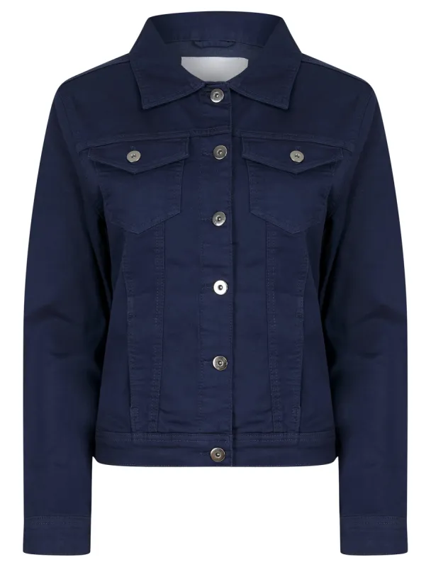 Feather Women's Stretch Cotton Denim Jacket in Patriot Blue - Amara Reya sold by Tokyo Laundry