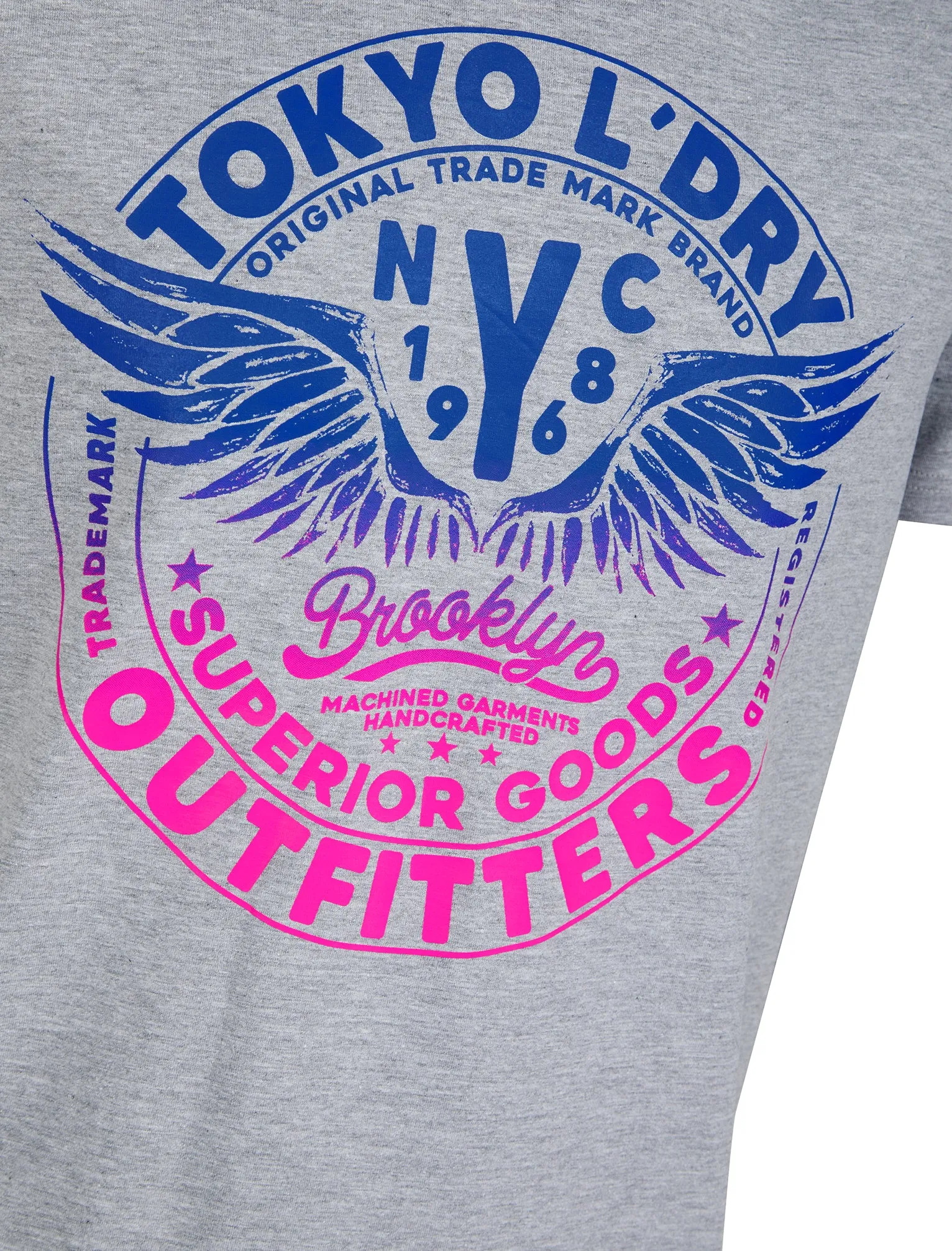 Manor Gradient Print Motif Cotton Jersey Crew Neck T-Shirt in Light Grey Marl - Tokyo Laundry sold by Tokyo Laundry product image thumbnail 3