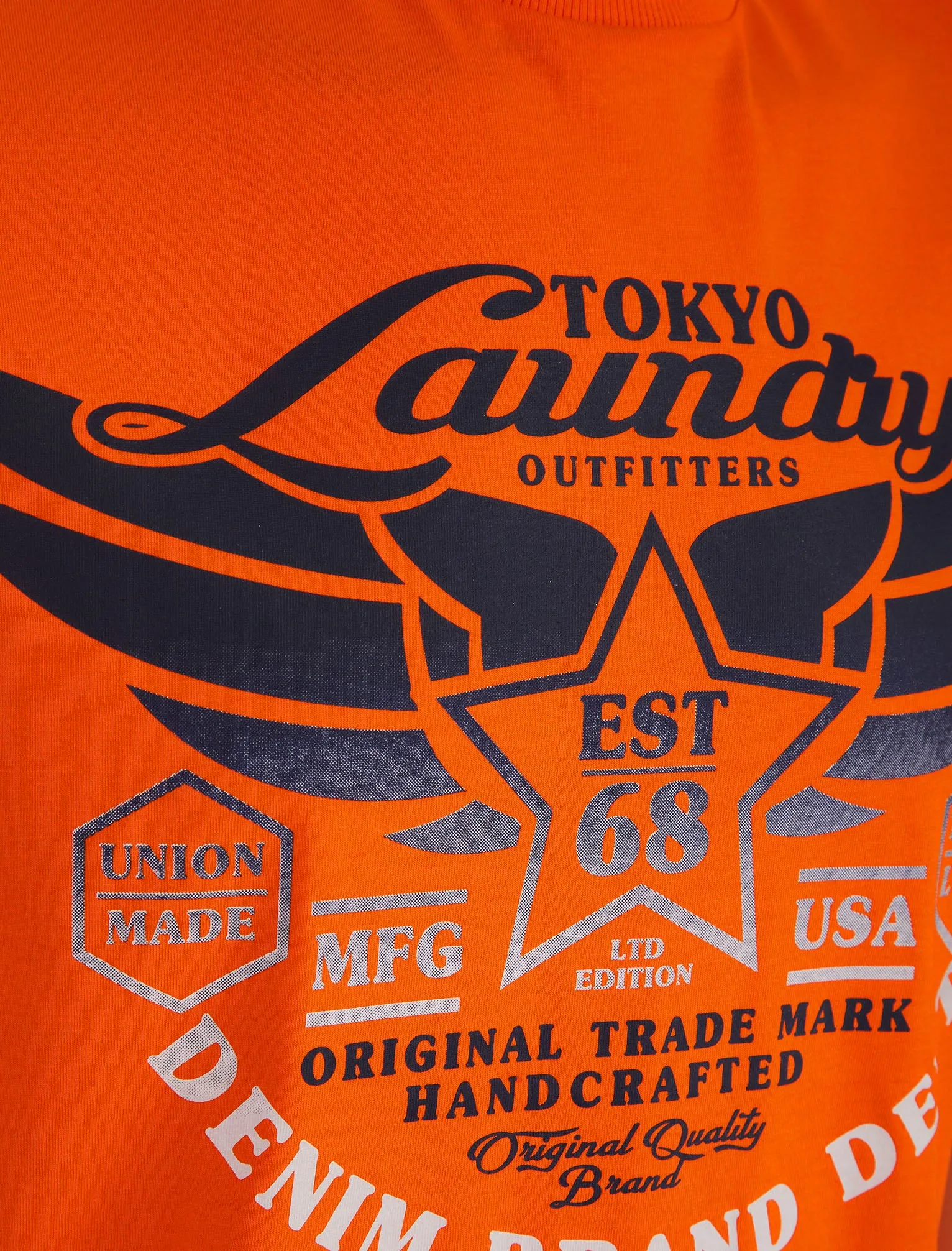 Westwood Gradient Print Motif Cotton Jersey Crew Neck T-Shirt in Puffin's Bill Orange - Tokyo Laundry sold by Tokyo Laundry product image thumbnail 3