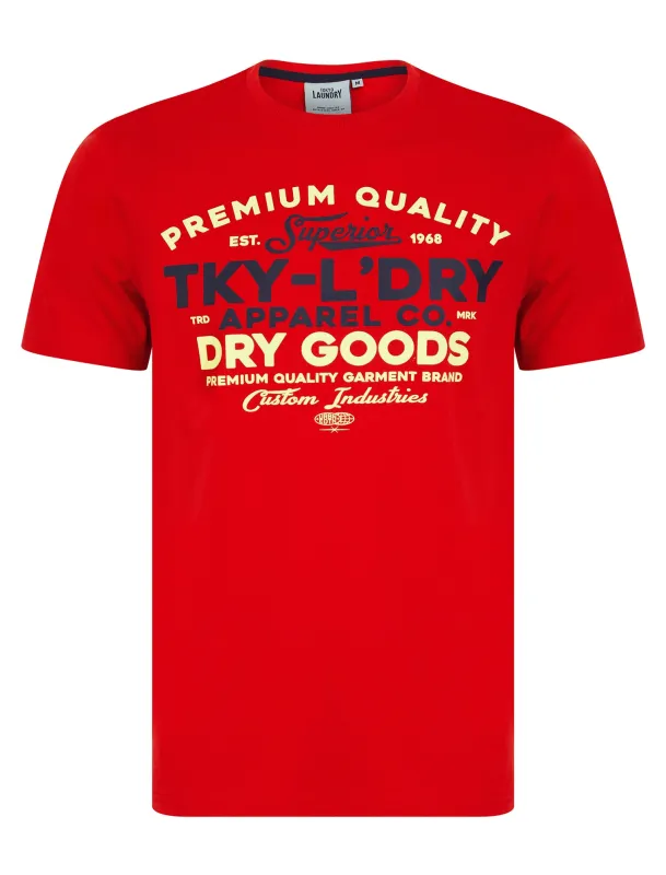 Braemar Vintage Retro Motif Cotton Jersey T-Shirt in Chinese Red - Tokyo Laundry sold by Tokyo Laundry