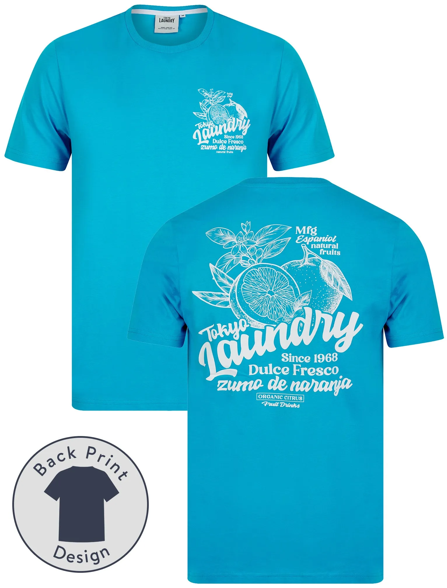 Arlington Vintage Retro Reverse Print Cotton Jersey T-Shirt in Hawaiian Ocean - Tokyo Laundry sold by Tokyo Laundry