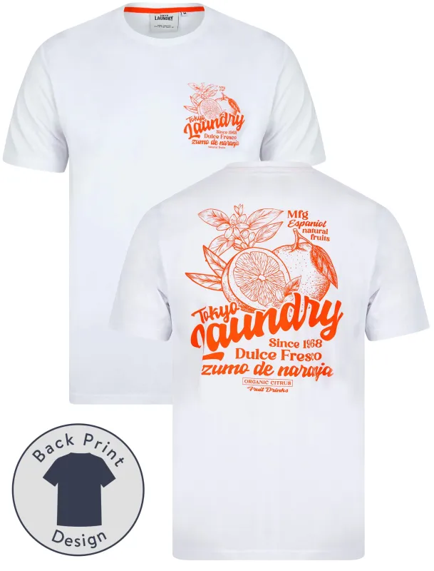 Arlington Vintage Retro Reverse Print Cotton Jersey T-Shirt in Bright White - Tokyo Laundry sold by Tokyo Laundry