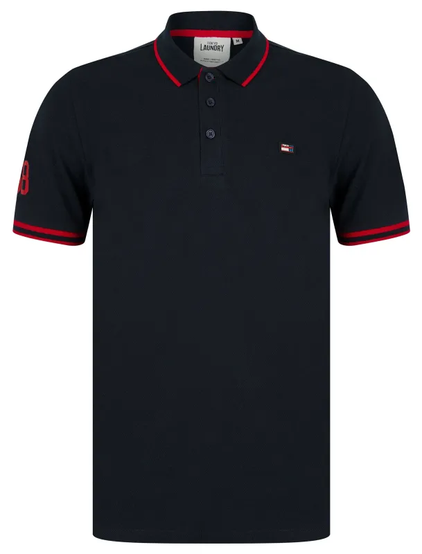 Casson Cotton Pique Polo Shirt in Sky Captain Navy - Tokyo Laundry sold by Tokyo Laundry