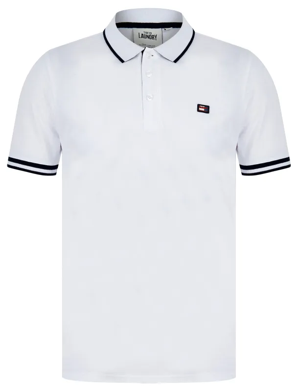 Casson Cotton Pique Polo Shirt in Optic White - Tokyo Laundry sold by Tokyo Laundry