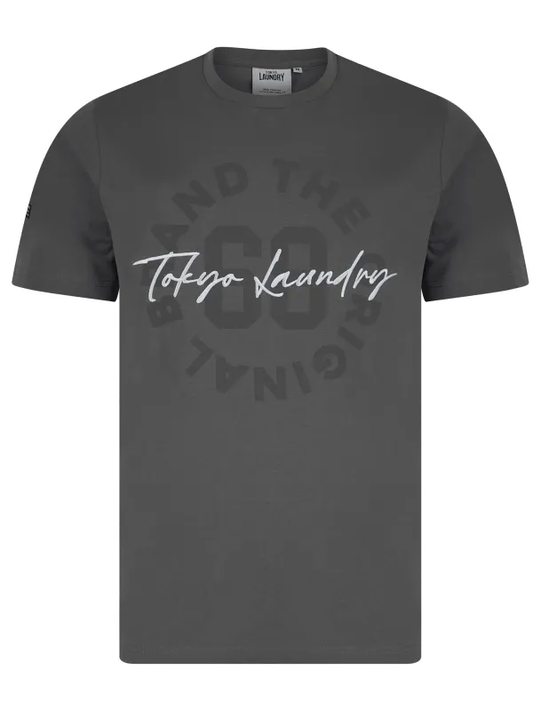 Carcle Embroidery & Print Motif Cotton Jersey T-Shirt in Quiet Shade Grey - Tokyo Laundry sold by Tokyo Laundry