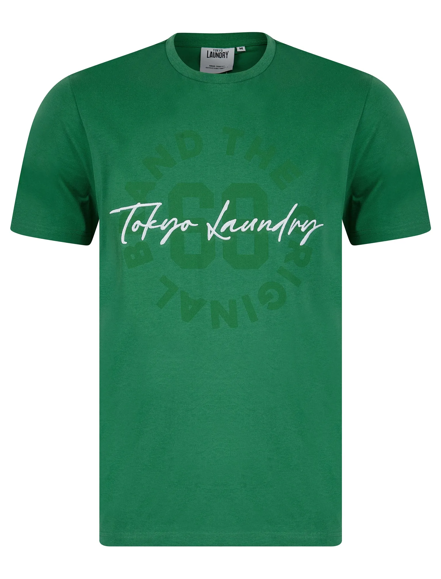 Carcle Embroidery & Print Motif Cotton Jersey T-Shirt in Fir Green - Tokyo Laundry sold by Tokyo Laundry