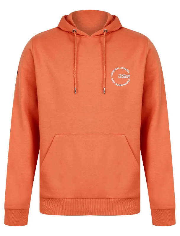 Layden Motif Brushback Fleece Pullover Hoodie in Orange - Tokyo Laundry sold by Tokyo Laundry