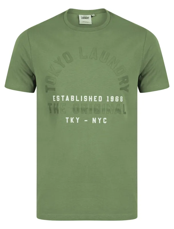 Lewes Vintage Retro Motif Cotton Jersey T-Shirt in Sea Spray Green - Tokyo Laundry sold by Tokyo Laundry