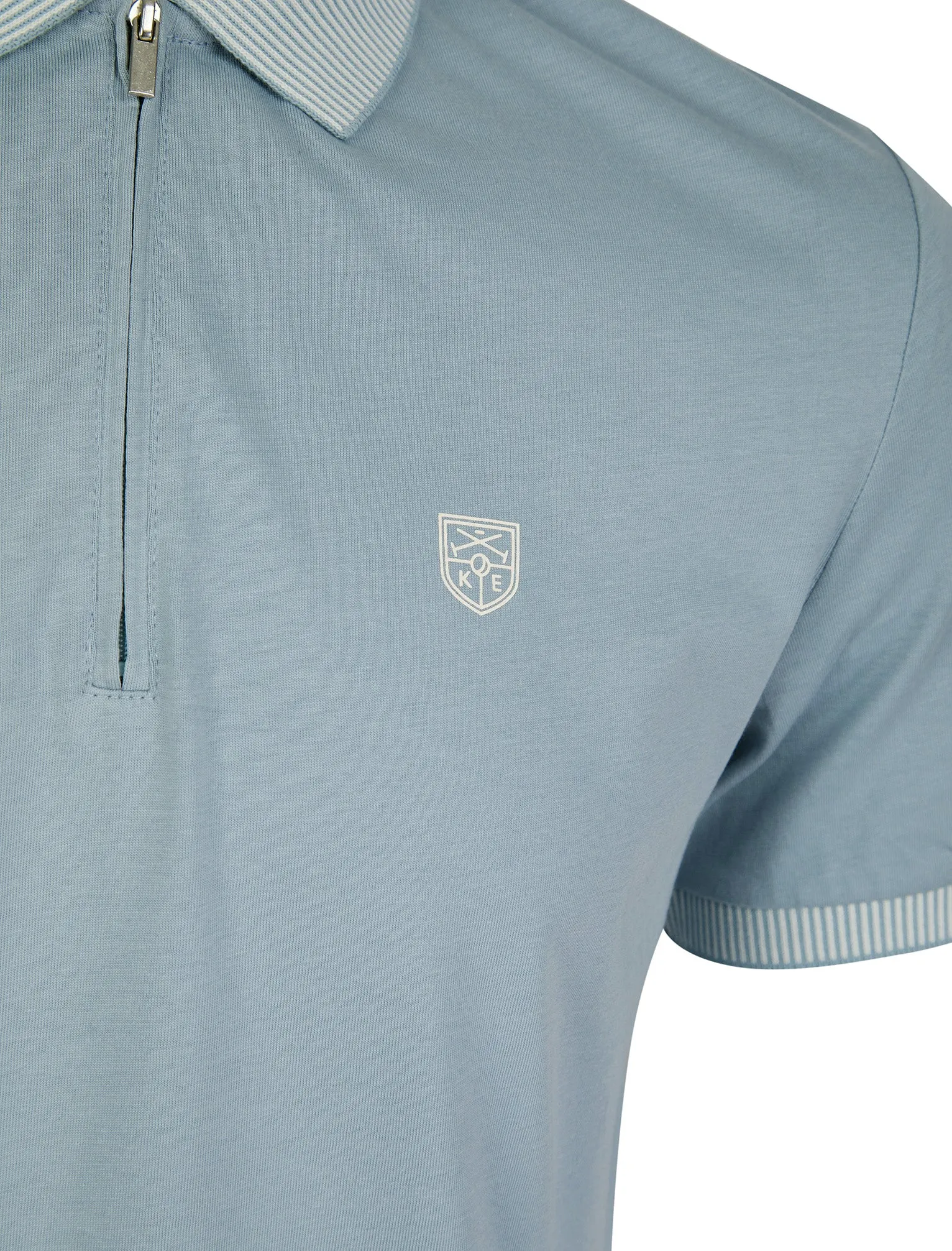 Yerwood Cotton Jersey Polo Shirt with Zip Fasten Collar in Soft Chambray - Kensington Eastside sold by Tokyo Laundry product image thumbnail 3