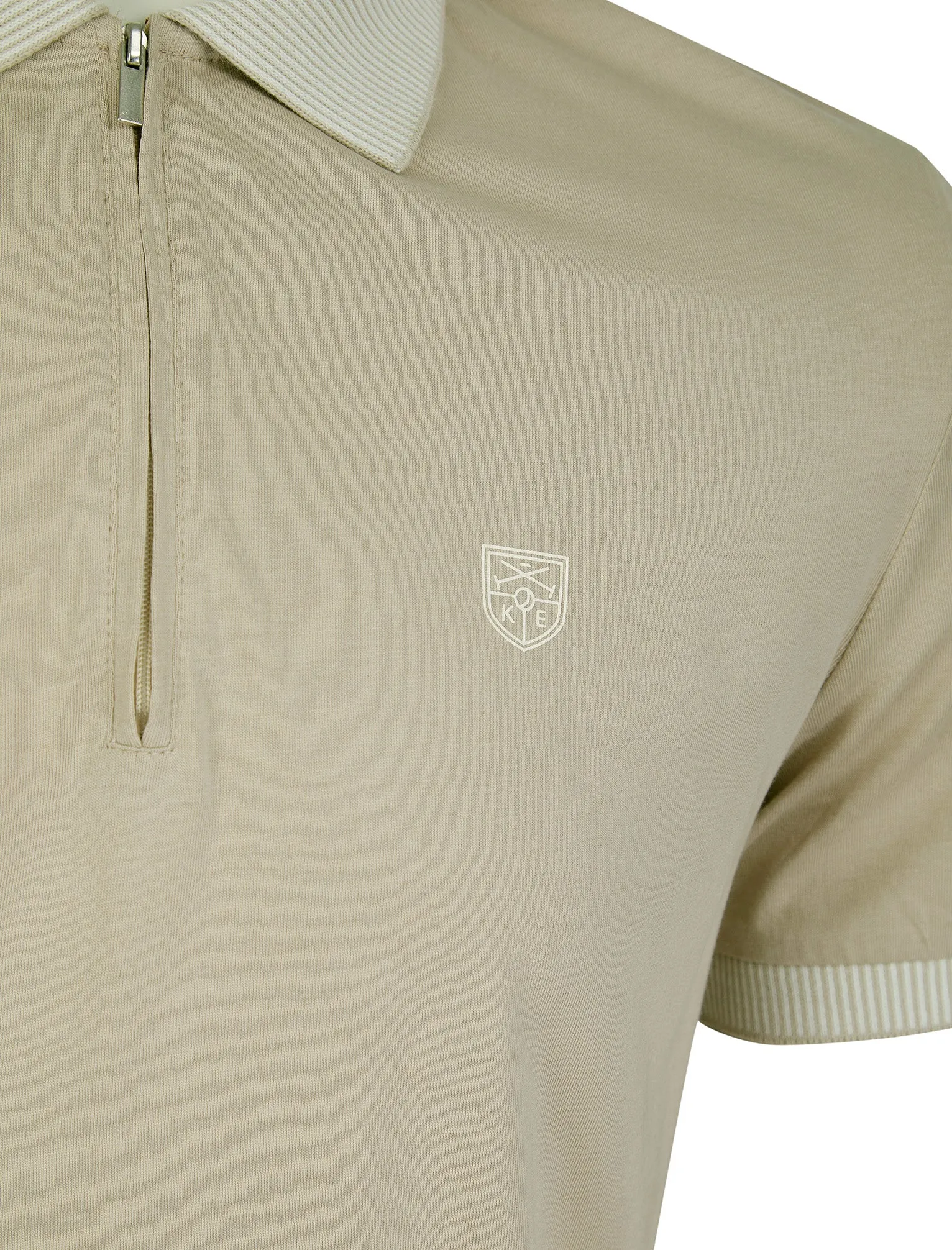 Yerwood Cotton Jersey Polo Shirt with Zip Fasten Collar in Silver Lining - Kensington Eastside sold by Tokyo Laundry product image thumbnail 3