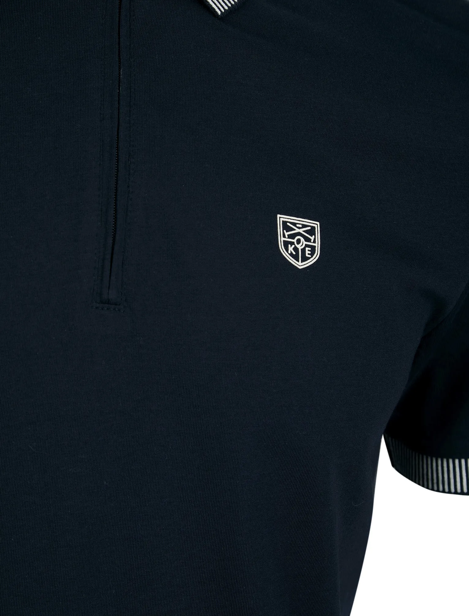 Yerwood Cotton Jersey Polo Shirt with Zip Fasten Collar in Sky Captain Navy - Kensington Eastside sold by Tokyo Laundry product image thumbnail 3