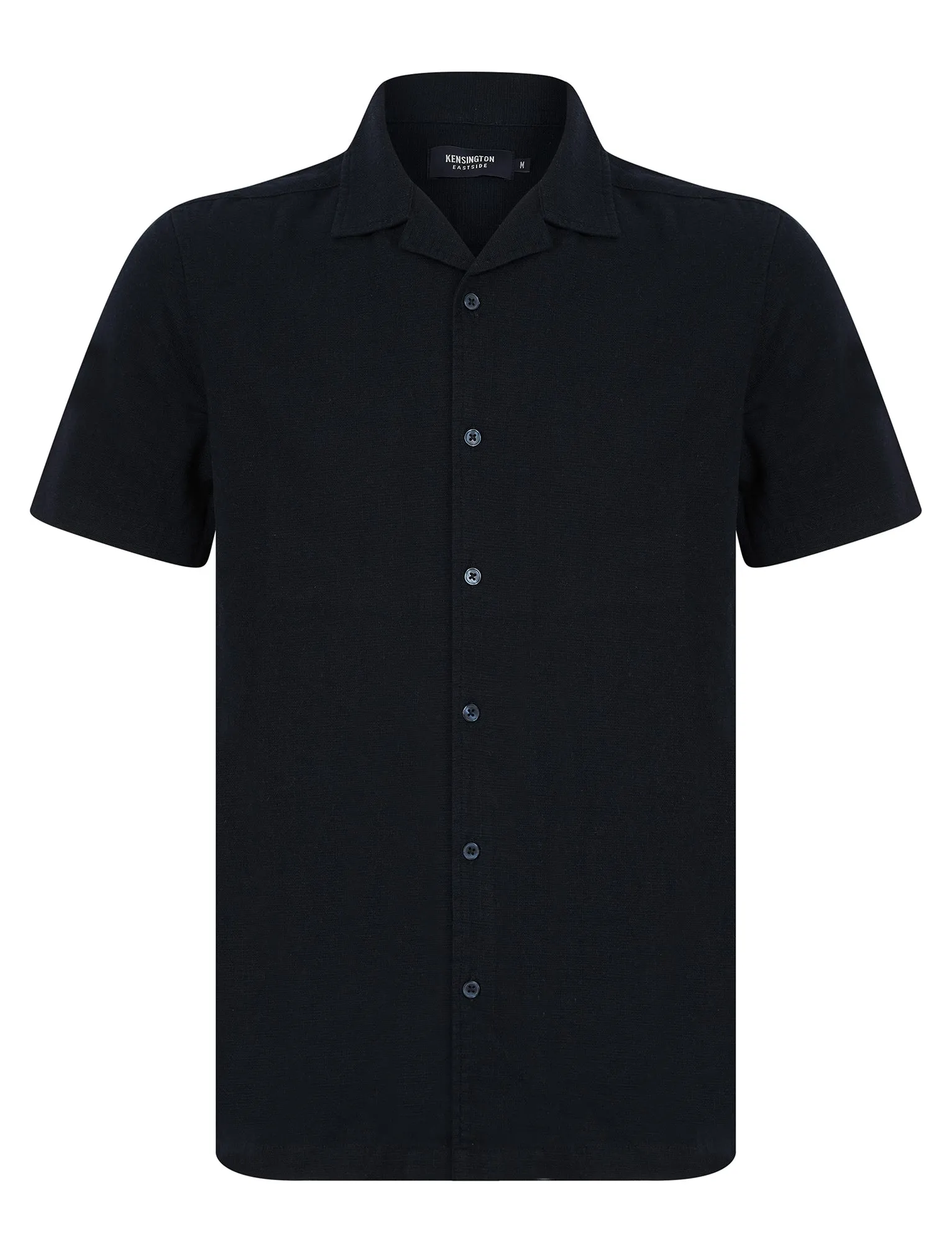 Berlio Lightweight Cotton Slub Short Sleeve Cuban Collar Summer Shirt in Sky Captain Navy - Kensington Eastside sold by Tokyo Laundry
