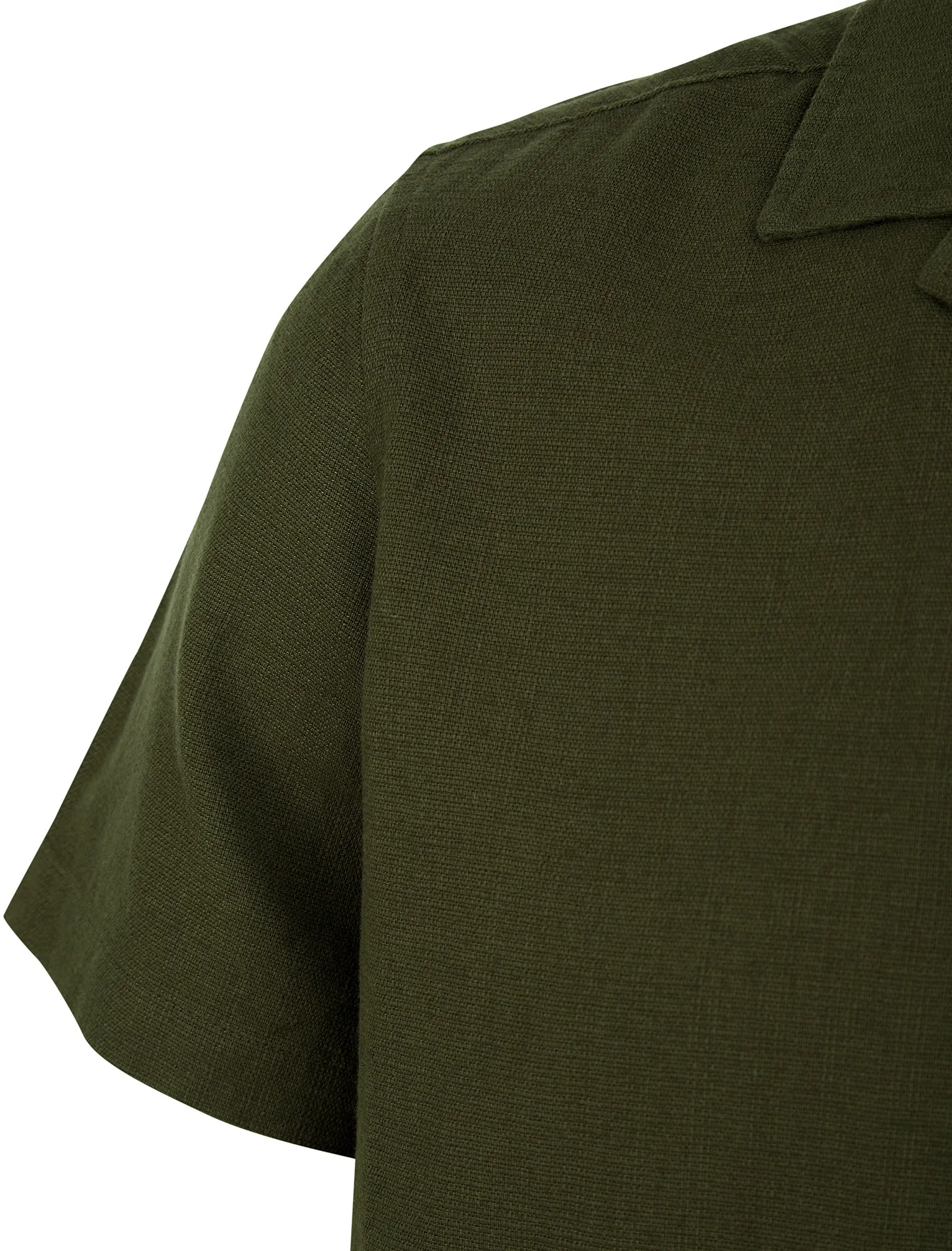 Berlio Lightweight Cotton Slub Short Sleeve Cuban Collar Summer Shirt in Grape Leaf - Kensington Eastside sold by Tokyo Laundry product image thumbnail 3