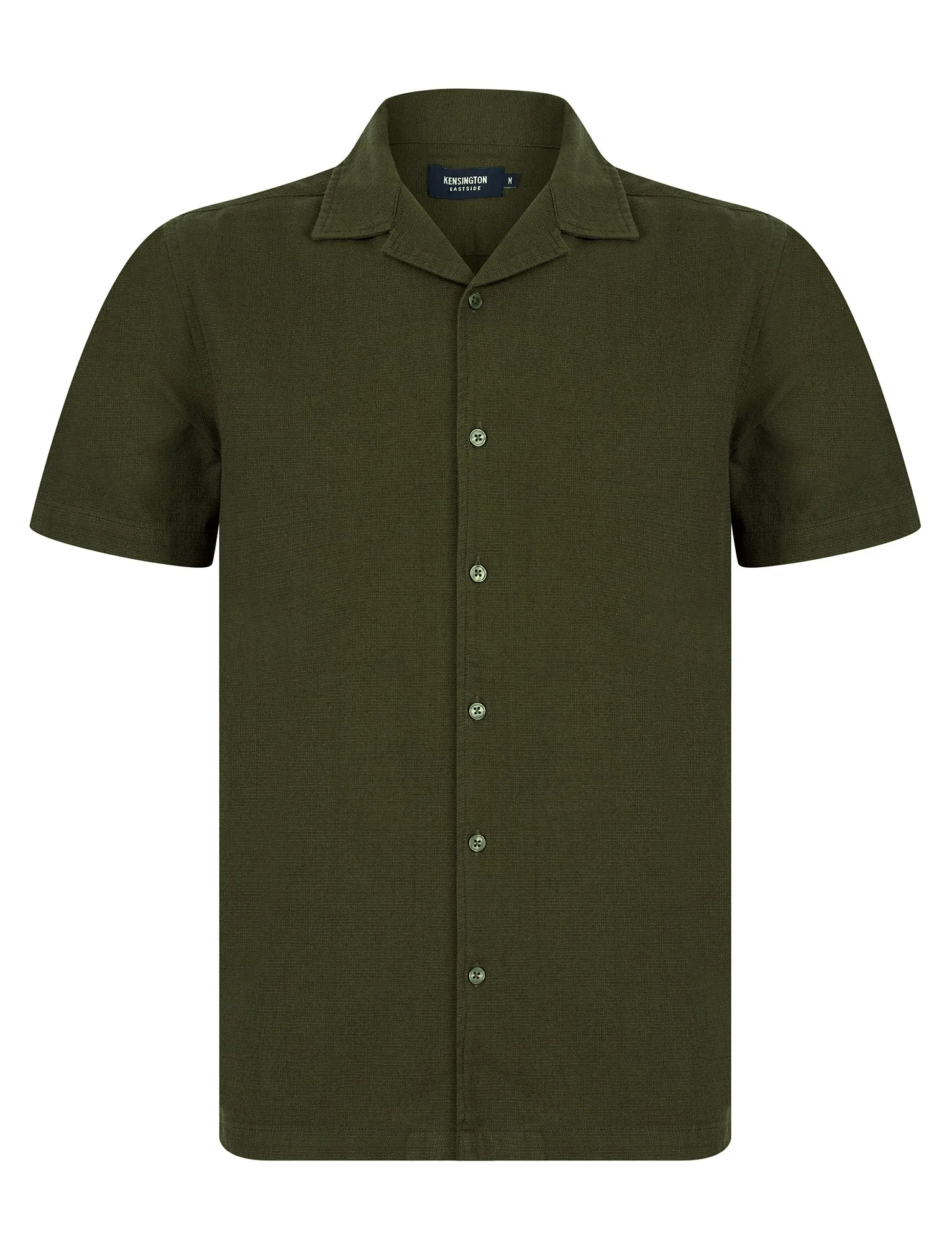 Berlio Lightweight Cotton Slub Short Sleeve Cuban Collar Summer Shirt in Grape Leaf - Kensington Eastside sold by Tokyo Laundry