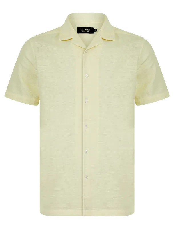 Berlio Lightweight Cotton Slub Short Sleeve Cuban Collar Summer Shirt in Snow White - Kensington Eastside sold by Tokyo Laundry