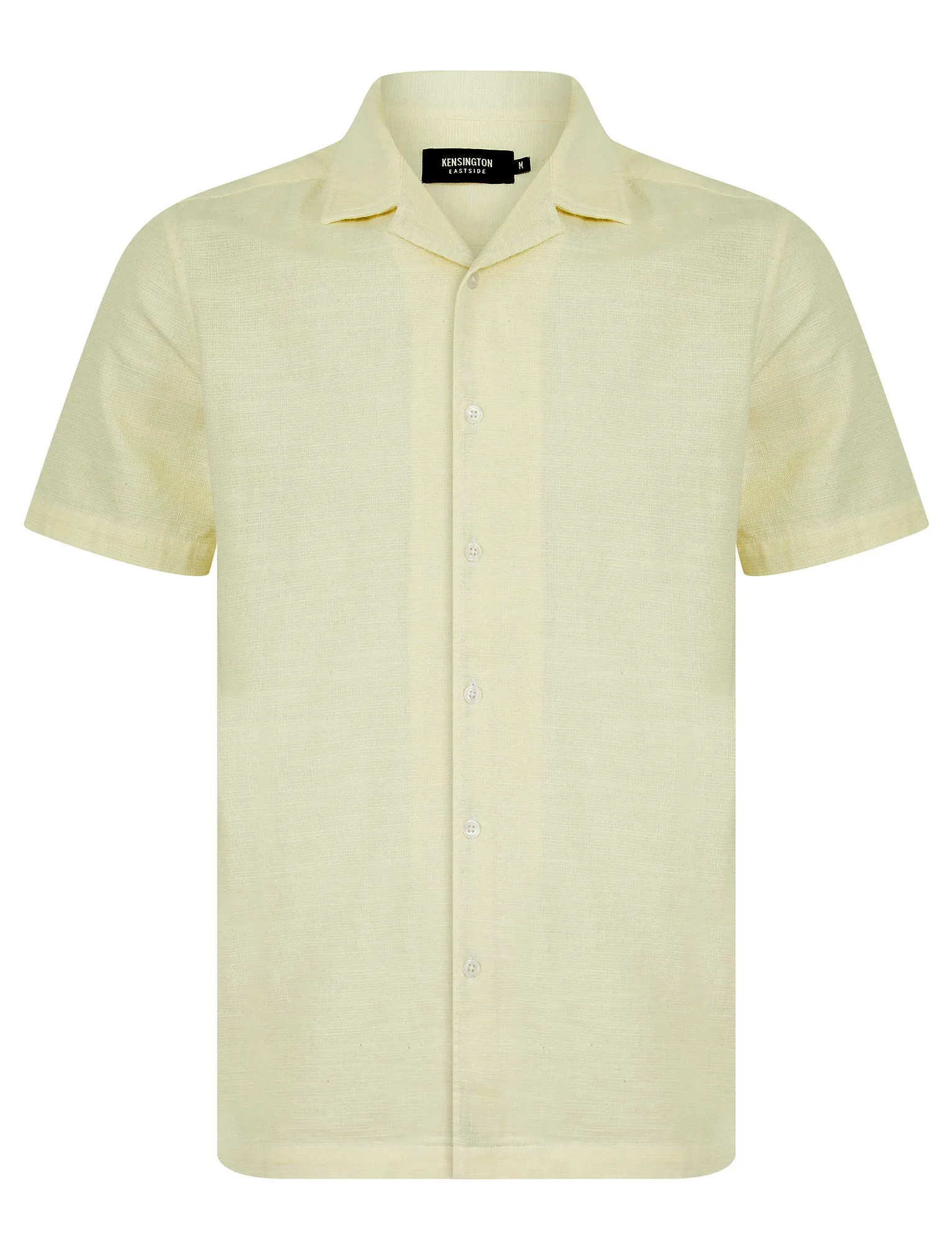Berlio Lightweight Cotton Slub Short Sleeve Cuban Collar Summer Shirt in Snow White - Kensington Eastside sold by Tokyo Laundry