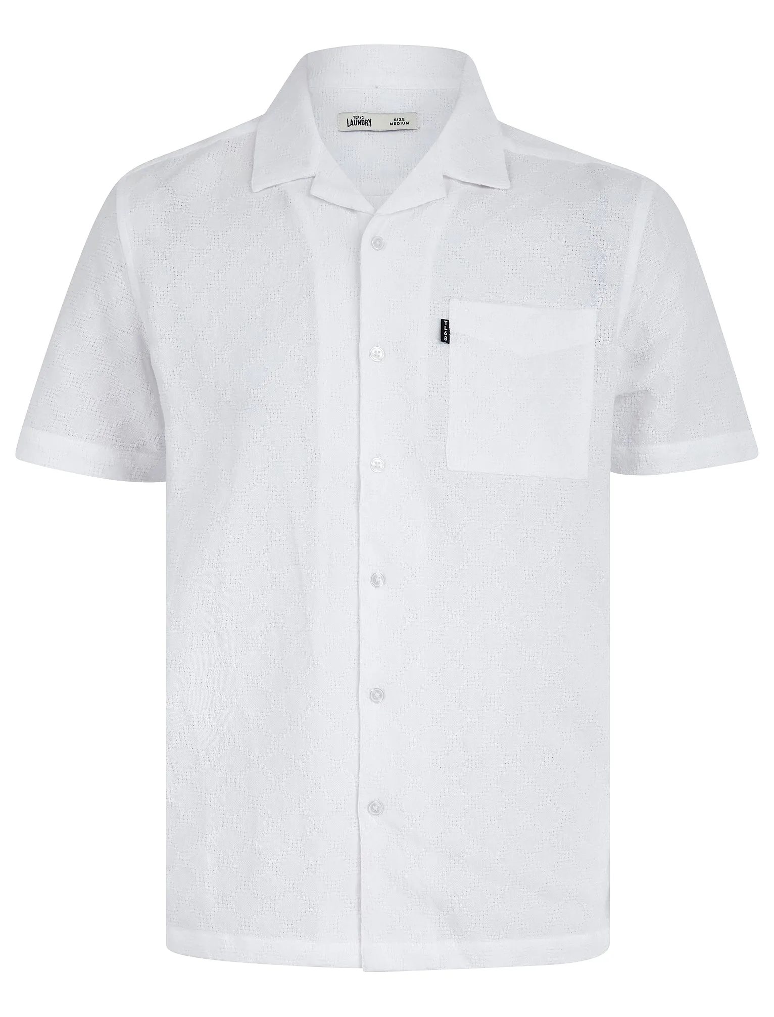 Alvaro Lightweight Cotton Short Sleeve Cuban Collar Summer Shirt in Snow White - Tokyo Laundry sold by Tokyo Laundry