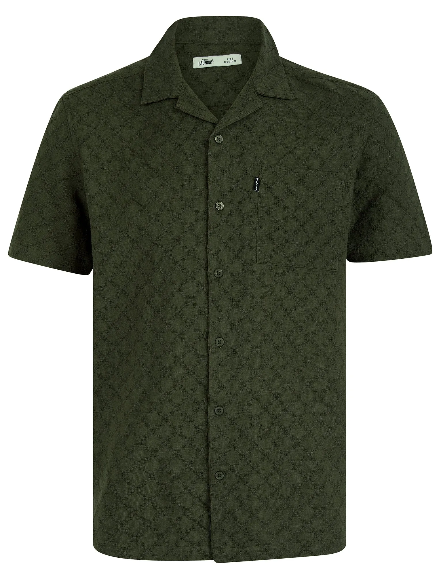 Alvaro Lightweight Cotton Short Sleeve Cuban Collar Summer Shirt in Grape Leaf - Tokyo Laundry sold by Tokyo Laundry